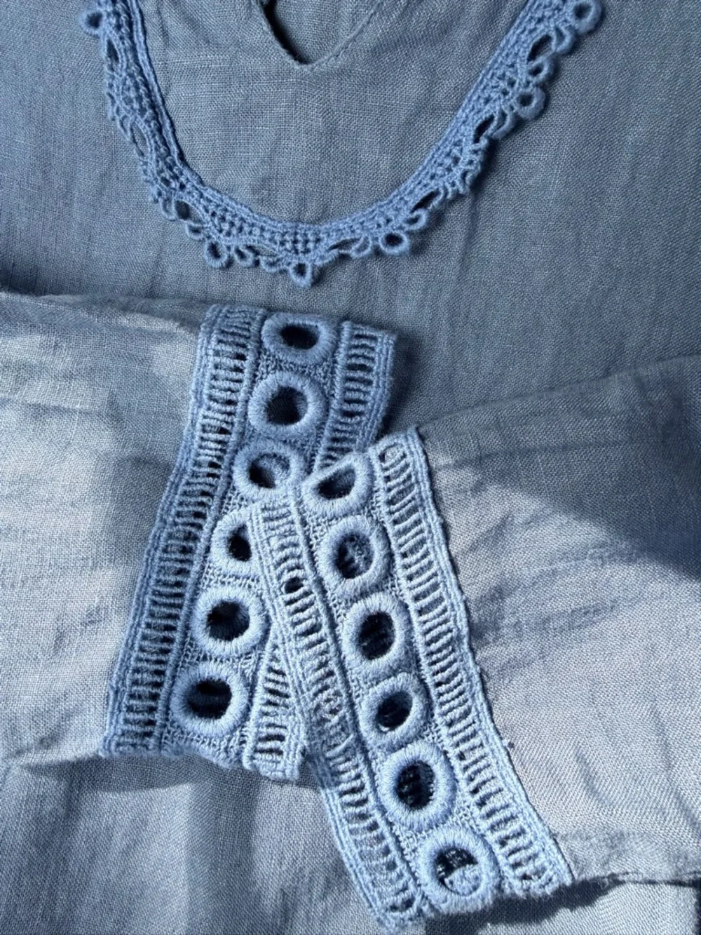 Via Signoria Italian Linen100% Tunic in Dusty Blue - Picture 11 of 14